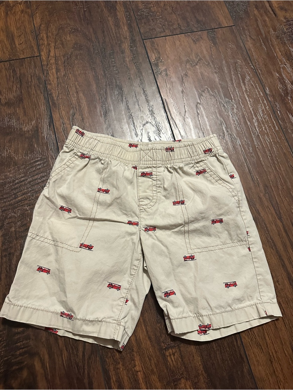 Carter's Tan Shorts with Red Truck Embroidery